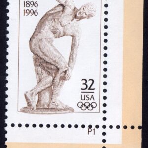 Scott #3087 32¢ Greece - OLYMPIC DISCUS THROWER - Plate # Single Stamp - MNH