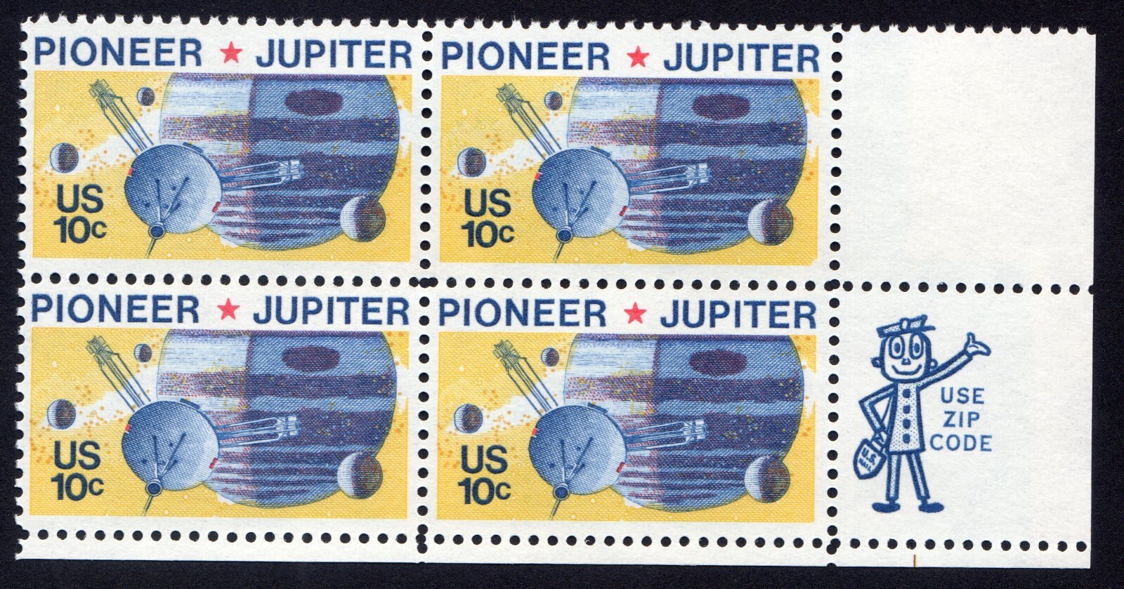 Scott #1556 Pioneer (Jupiter & Saturn) Zip Block of 4 Stamps - MNH