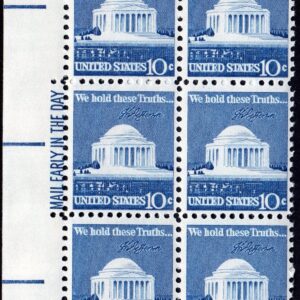 Scott #1510 Jefferson Memorial Mail Early Block of 6 Stamps - MNH