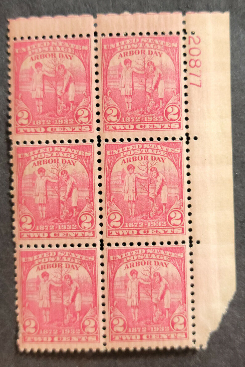 Scott #717 Arbor Day Plate Block of 6 Stamps - MNH P#20877