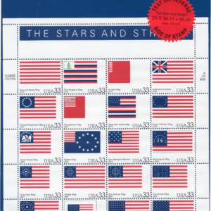 Scott #3403 The Stars And Stripes Sheet of 20 Flag Stamps - Sealed Blue
