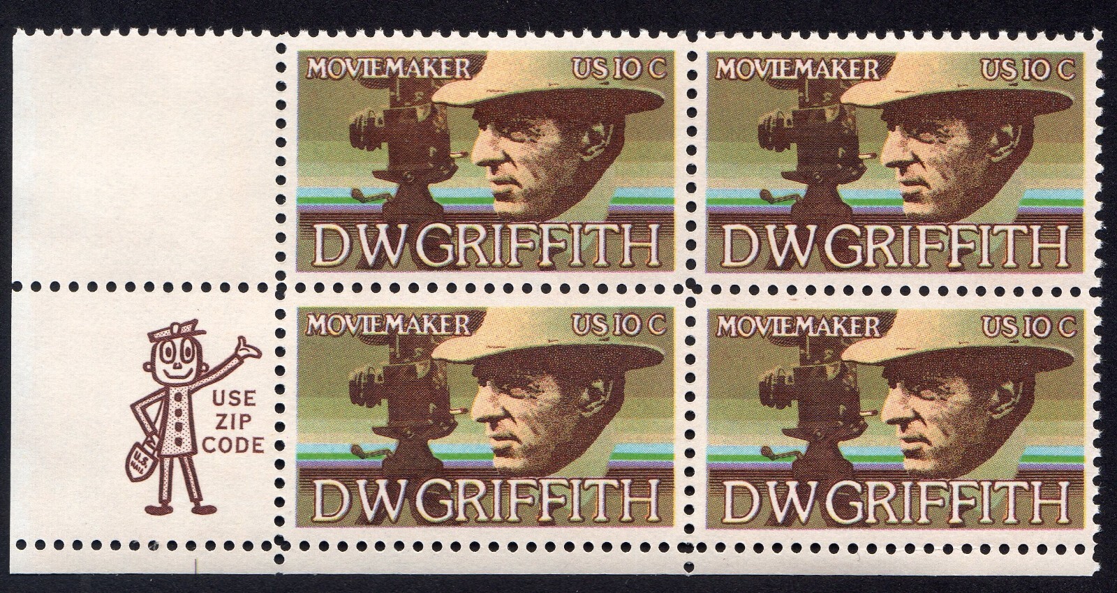 Scott #1555 DW Griffith Zip Block of 4 Stamps - MNH