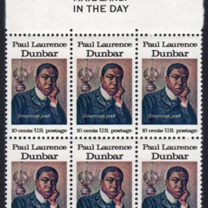 Scott #1554 Paul Dunbar (Black Heritage) 10¢ Mail Early Block of 6 Stamps - MNH