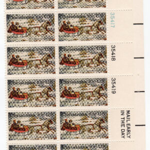 Scott #1551 Currier & Ives Winter Sleigh Plate Block of 20 Stamps - MNH
