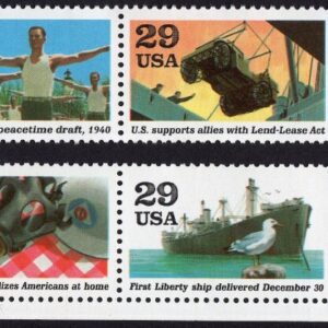 Scott #2559 1941 World at War (2) Plate # Strip of 5 Stamps - MNH Bottom