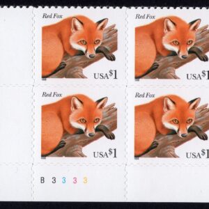 Scott #3036 Red Fox Plate Block of 4 Stamps (P#B3333 LL) - MNH #3