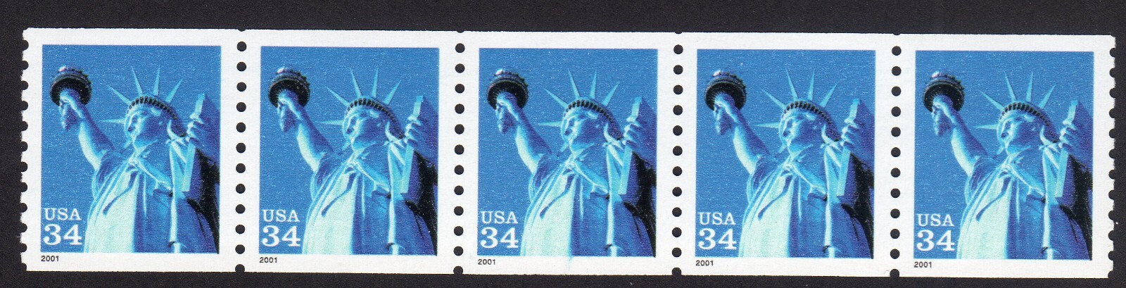 Scott #3476 Statue of Liberty Coil of 5 Stamps - MNH