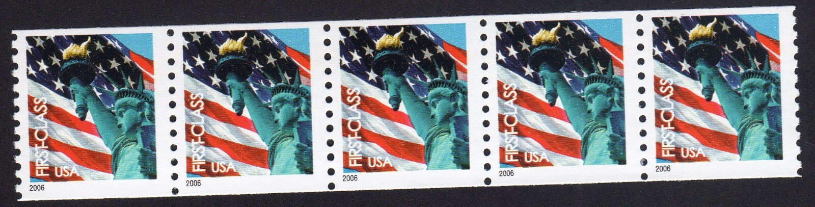 Scott #3967 Statue of Liberty Coil (Strip) of 5 Stamps - MNH