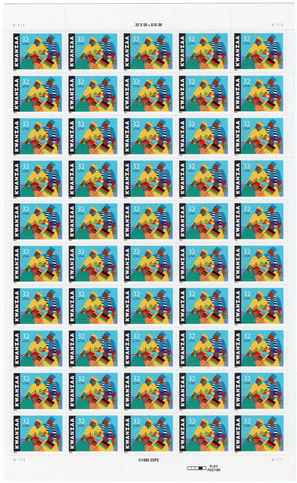 Scott #3175 Kwanzaa Sheet of 50 Stamps - MNH