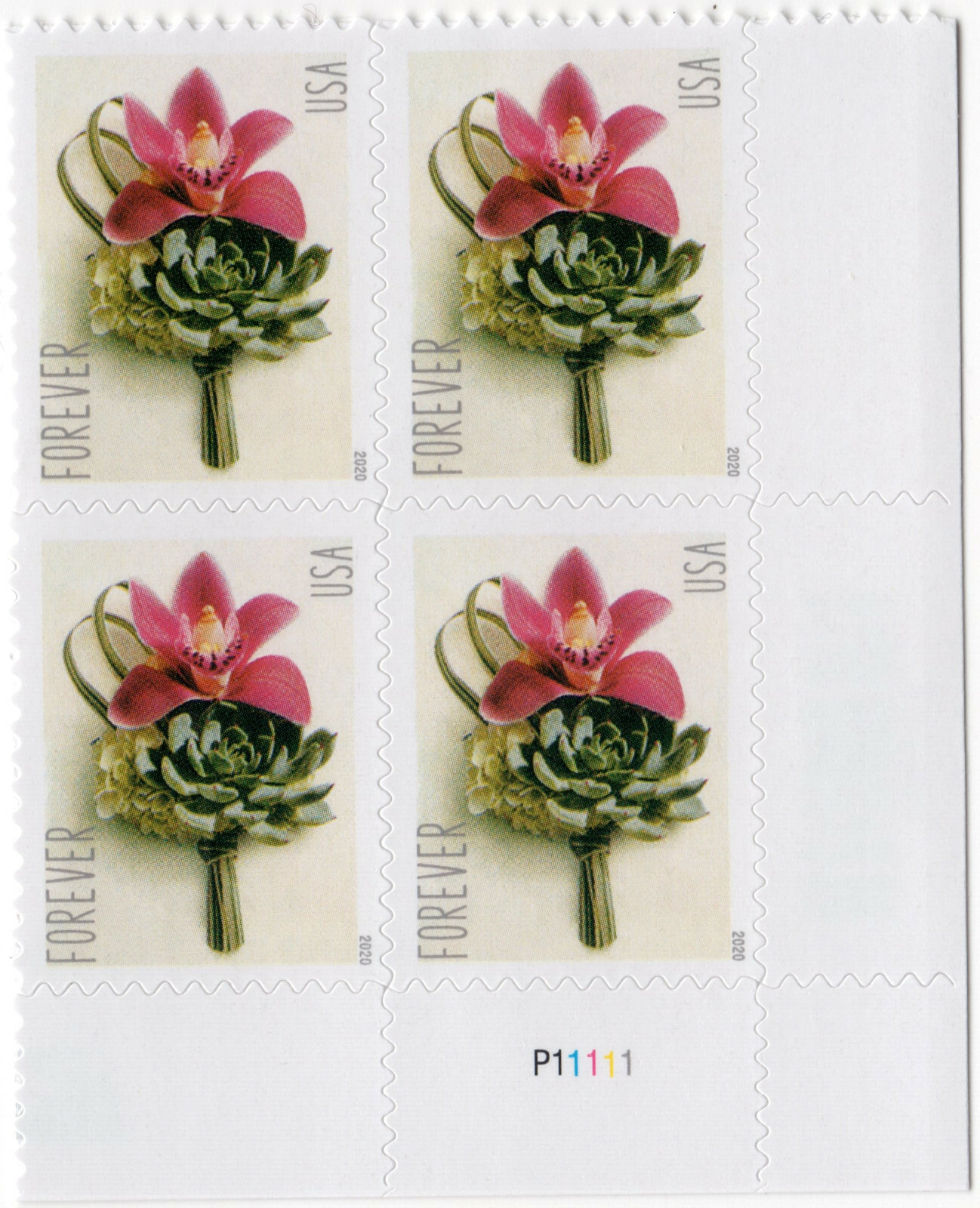 Scott #5457 Celebration Boutonniere Plate Block of 4 Forever Stamps - MNH