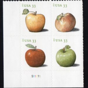 Scott #4730a (4727-30) Apples (Granny Smith) 33¢ Plate Block of 4 Stamps - MNH