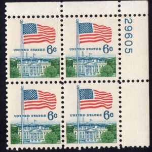 Scott #1338 Flag Over White House Plate Block of 4 Stamps - MNH