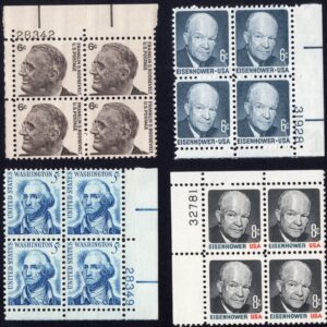 Scott #1283-1284-1393-1394 Washington Roosevelt Plate Blocks of 4 Stamps - MNH