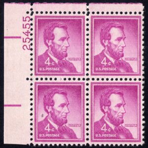 Scott #1036a Abraham Lincoln Plate Block of 4 Stamps - MNH
