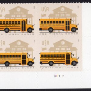 Scott #5740 School Bus Additional Ounce Plate Block of 4 Stamps - MNH