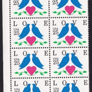 Scott #2440 Love Birds Plate Block of 20 Stamps - MNH