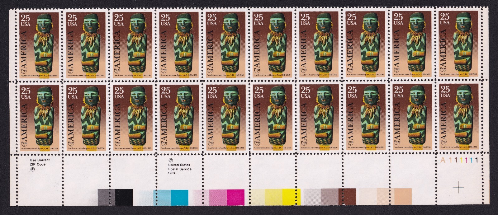 Scott #2426 pre-Columbian America Southwest Plate Block of 20 Stamps - MNH LR