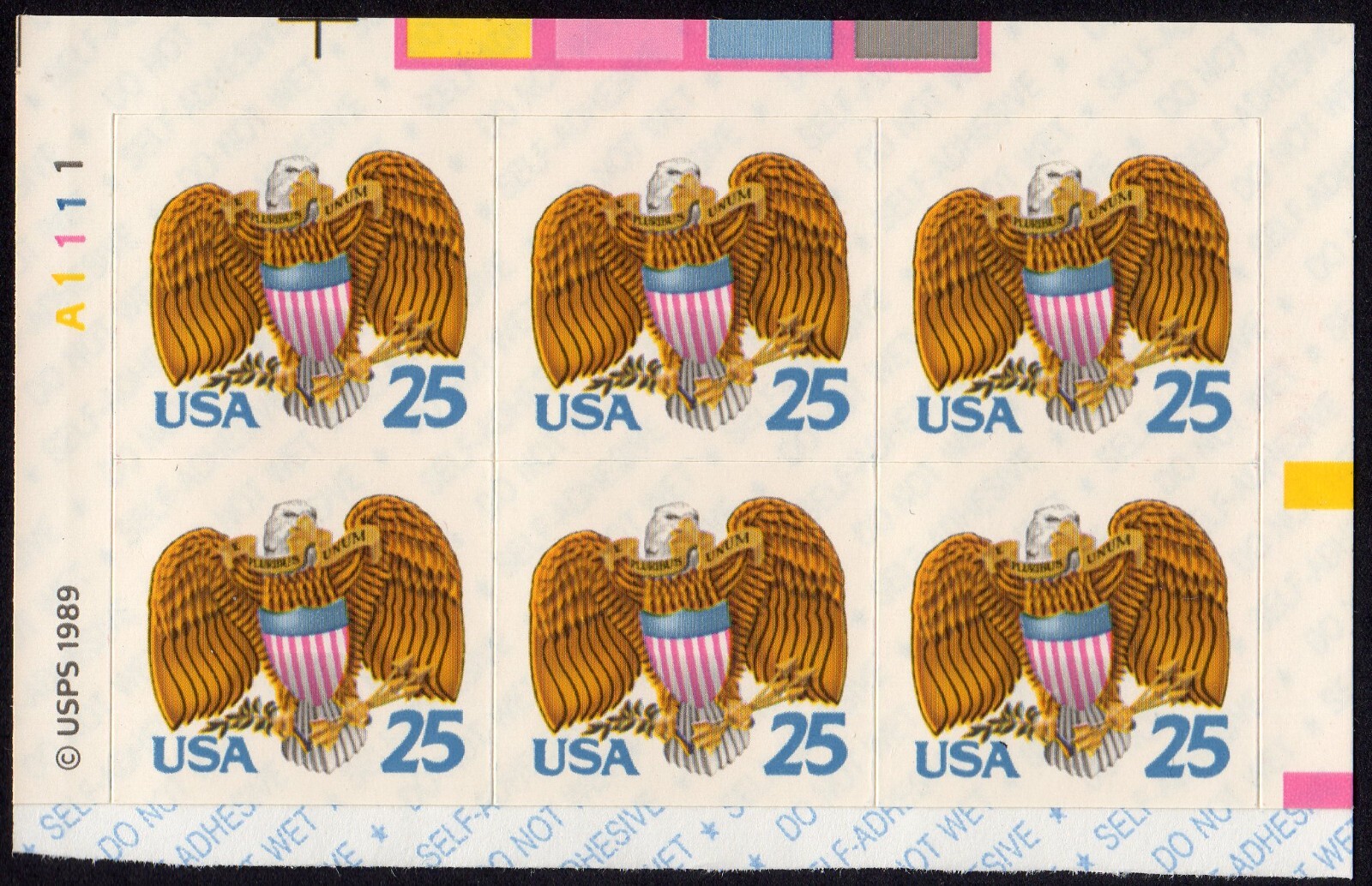 Scott #2431a Eagle & Shield Booklet Pane Plate Block of 6 Stamps - MNH Y R