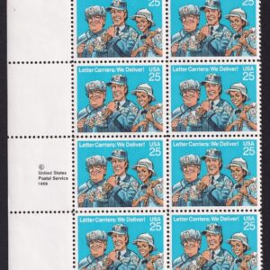Scott #2420 Postal Letter Carriers 25¢ Plate Block of 16 Stamps - MNH #1