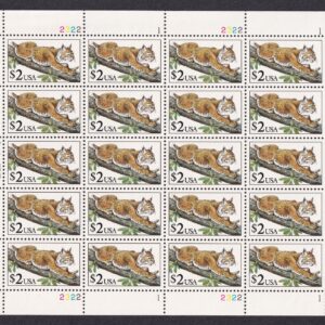 Scott #2482 Bobcat Full Sheet of 20 Stamps - MNH P#2222-1