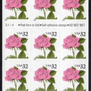 Scott #2492a Pink Rose Booklet of 20 Stamps - MNH P#S444