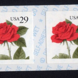 Scott #2490v 29¢ Red Rose Pair of Coil Stamps - MNH