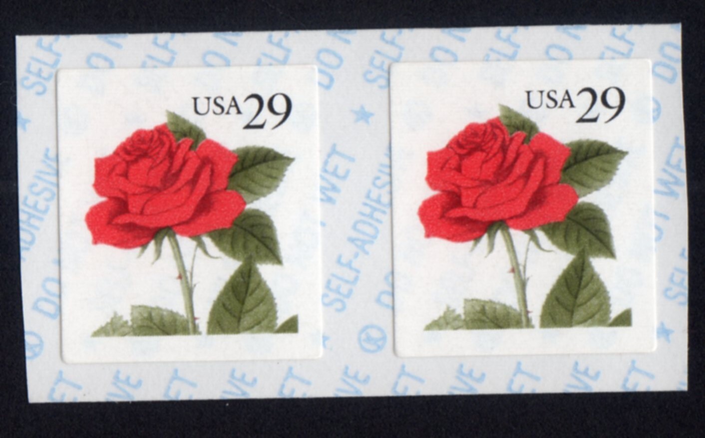 Scott #2490v 29¢ Red Rose Pair of Coil Stamps - MNH