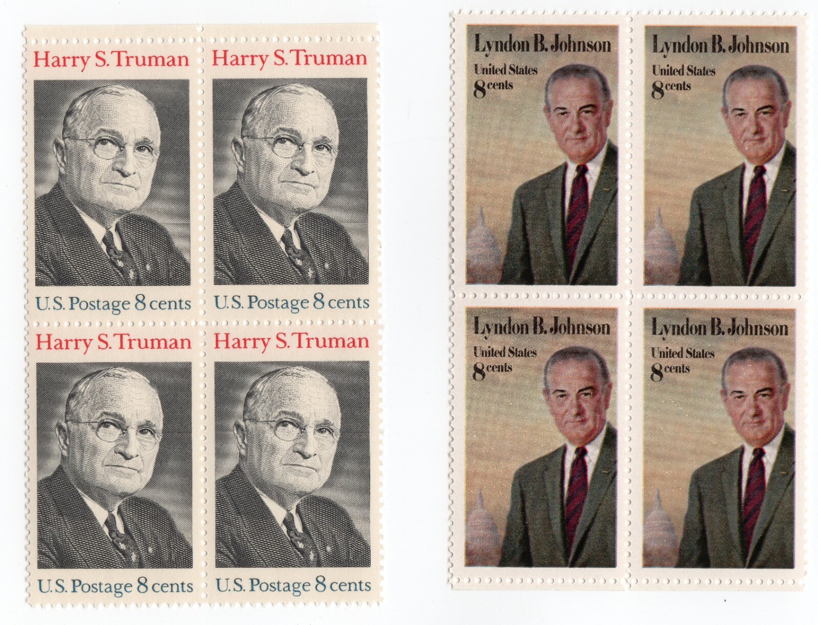 Scott #1499 & 1503 Harry Truman Lyndon Johnson Block of 4 Stamps - MNH