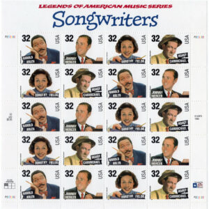 Scott #3103a (3100) Songwriters - 32¢ Stamp Sheet of 20 Stamps - MNH P#P222222