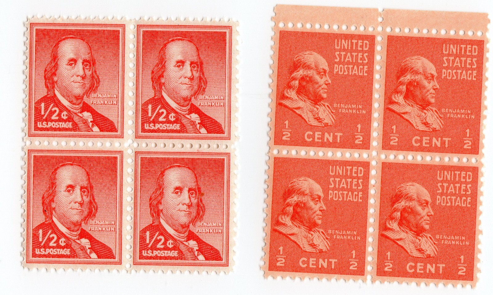 Scott #803 & 1030a Benjamin Franklin Block of 4 Stamps - MNH