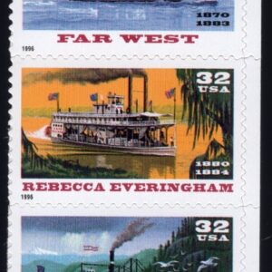 Scott #3091-3095a RiverBoats (Early Cruise Ships) Plate Strip of 5 Stamps MNH Rt