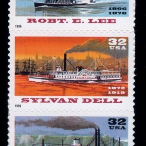Scott #3091-3095a RiverBoats (Early Cruise Ships) Strip of 5 Stamps MNH Baily 1s