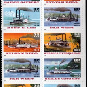 Scott #3091-3095a RiverBoats (Early Cruise Ships) Plate Block of 10 Stamps - MNH