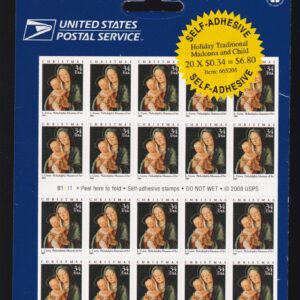 Scott #3536a Madonna & Child Booklet of 20 34¢ Stamps - Sealed