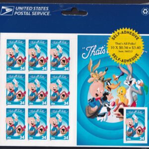 Scott #3534 Porky Pig Sheet of 10 Stamps - Sealed (Blue)
