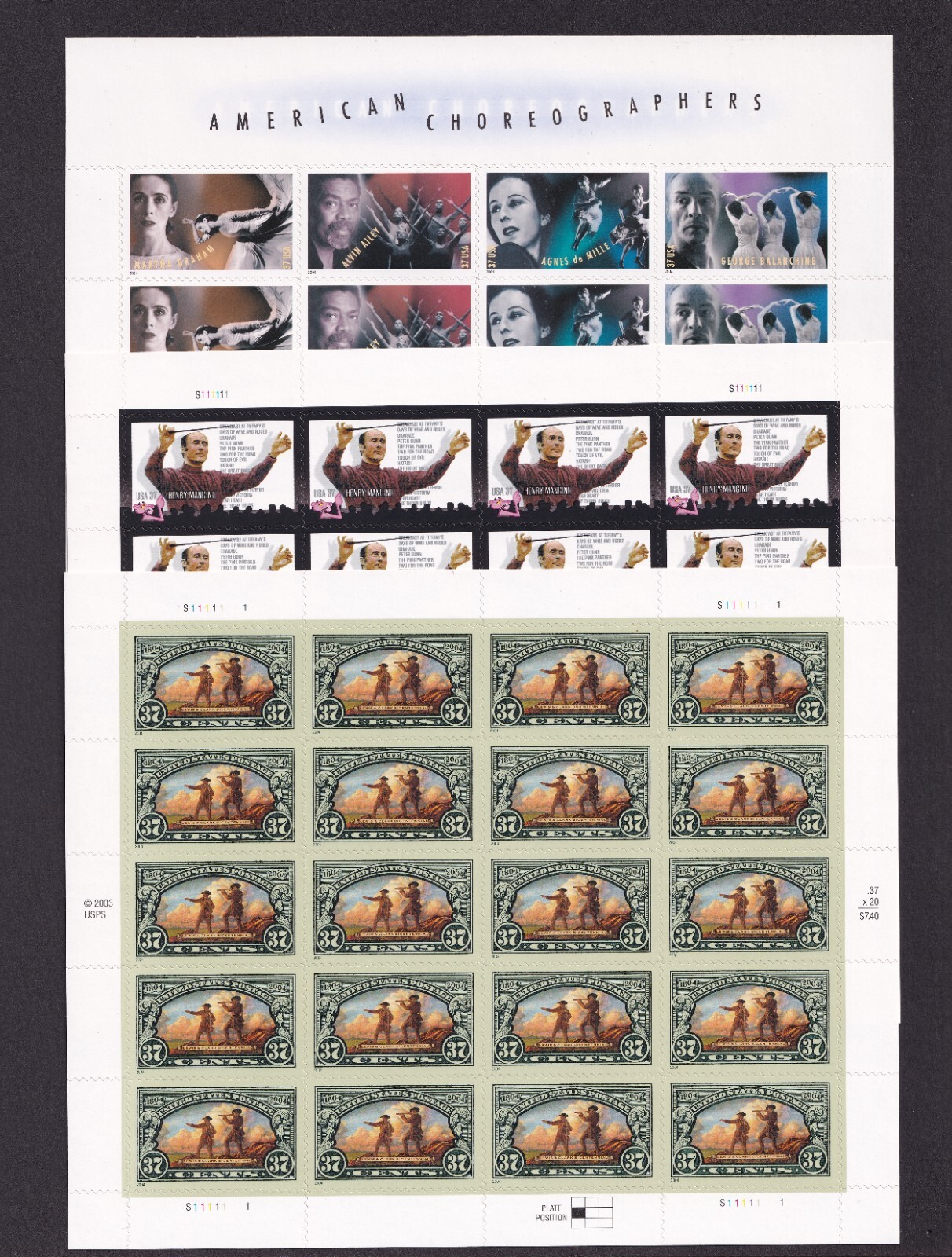 Scott #3839-3843a-3854 Mancini Choreographers Sheet of 20 Stamps - MNH