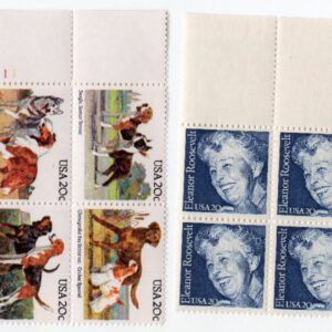 Scott #2101a-2103-2105-2106 Dogs Hispanic Roosevelt Plate Block of 4 Stamps MNH
