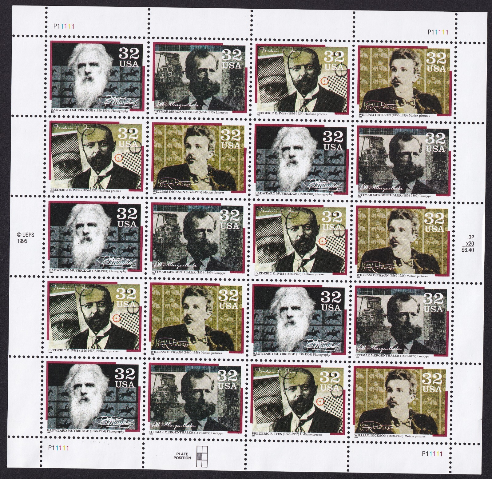 Scott #3064a (3061-3064) Pioneers of Communication Sheet of 20 Stamps - MNH