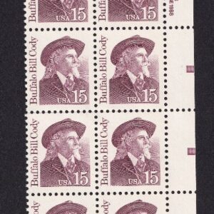 Scott #2177a Buffalo Bill Cody Plate Block of 20 Stamps - MNH P#2 PC#1