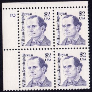 Scott #2195 William Jennings Bryan Plate Block of 4 Stamps - MNH