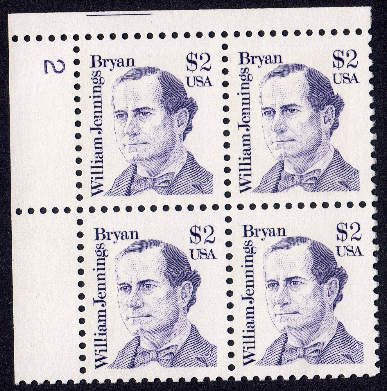 Scott #2195 William Jennings Bryan Plate Block of 4 Stamps - MNH