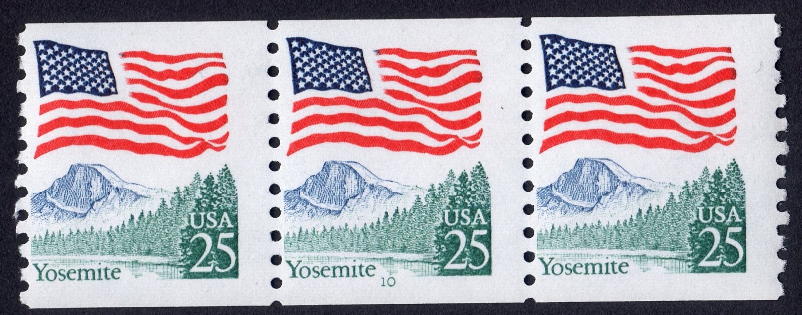 Scott #2280a Flag Over Yosemite Plate # Coil (PNC3) of 3 Stamps - MNH P#10 #2