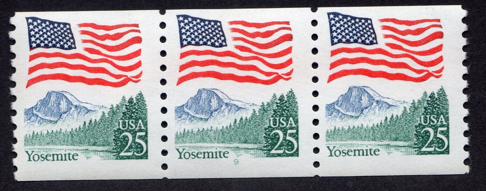 Scott #2280 Flag Over Yosemite Plate # Coil (PNC5) of 5 Stamps - MNH P#9