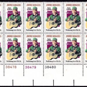 Scott #1755 Jimmie Rodgers Plate Block of 20 Stamps - MNH