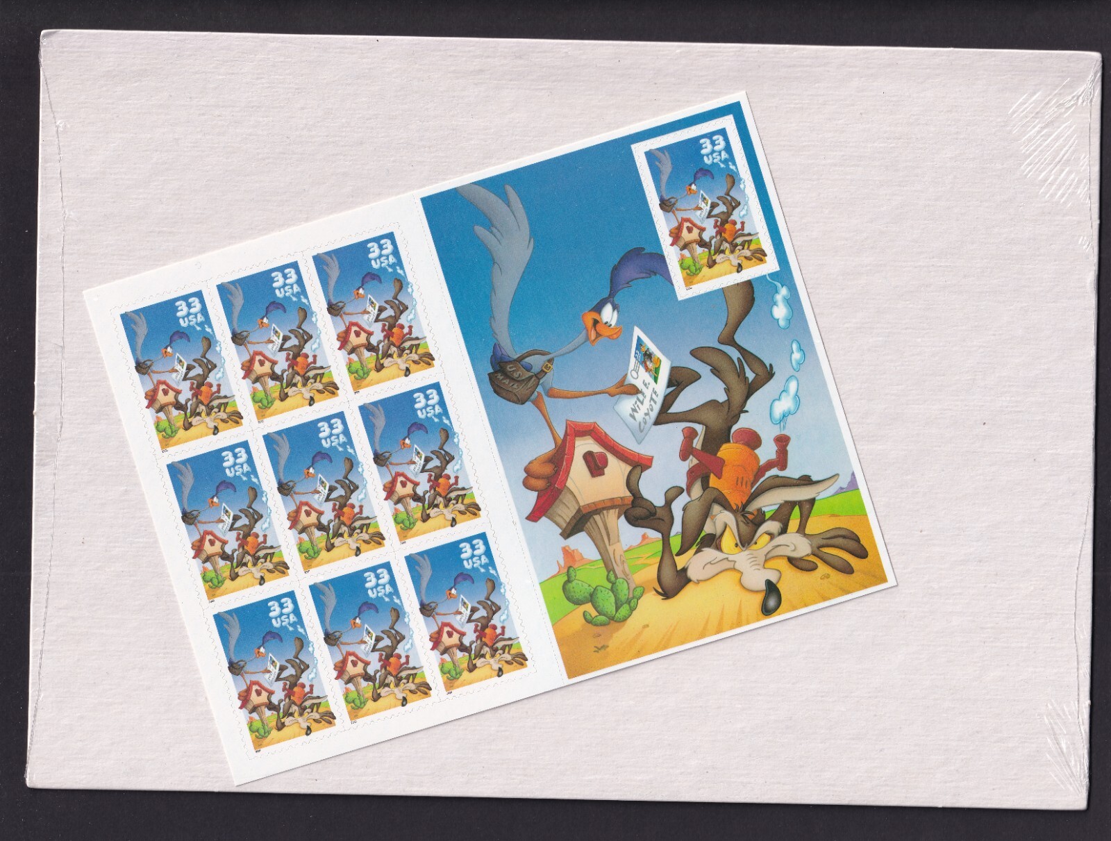 Scott #3391 Road Runner & Wile E. Coyote Sheet of 10 Stamps - Sealed White