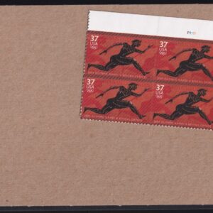 Scott #3863 Greek Olympics (Runner) Plate Block of 4 Stamps - Sealed