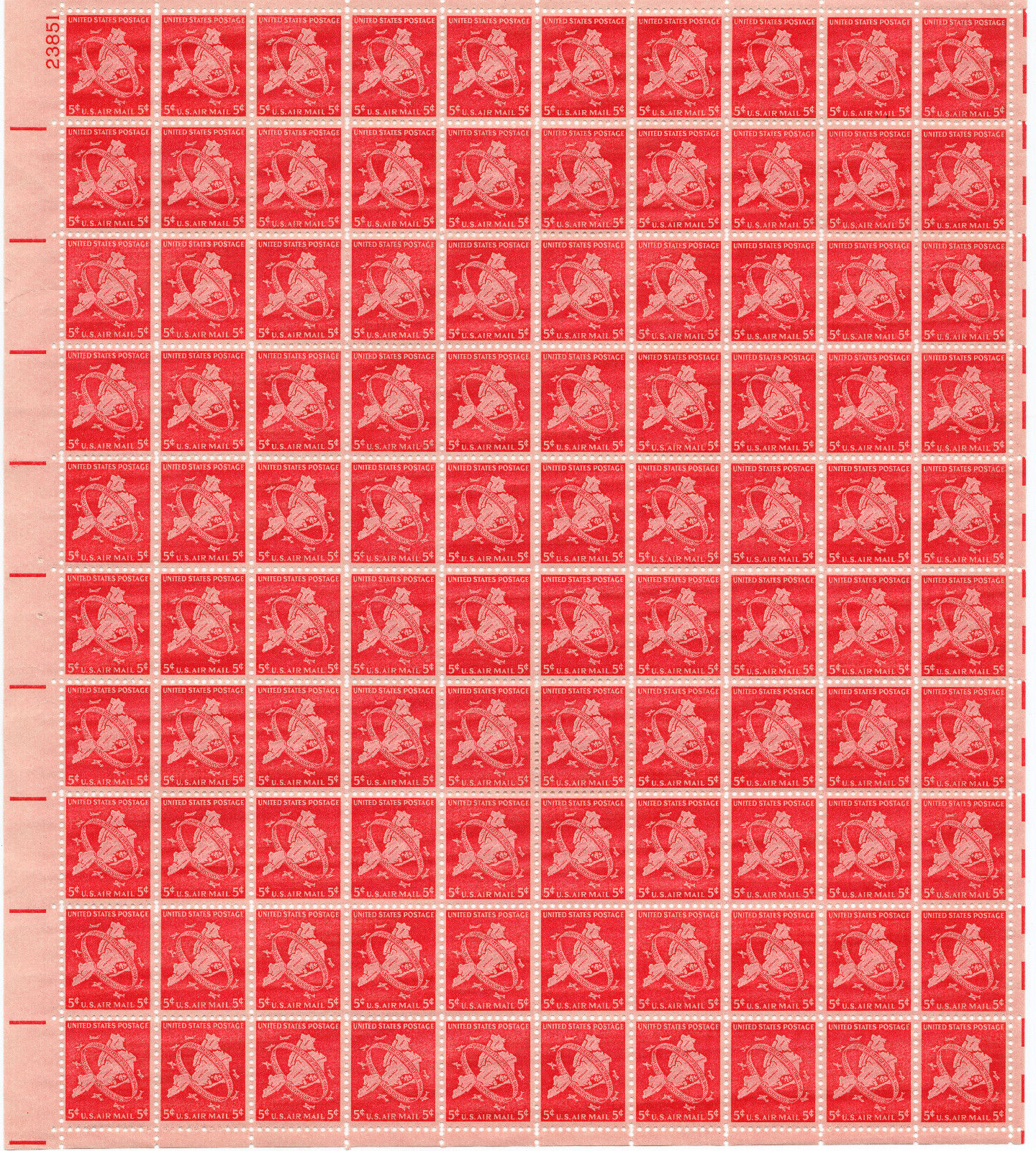 Scott #c38 Map of 5 Buroughs Airmail Sheet of 100 Stamps - MNH #2 P#23851