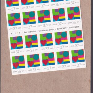 Scott #3657a Love Heart Booklet of 20 Stamps - Sealed
