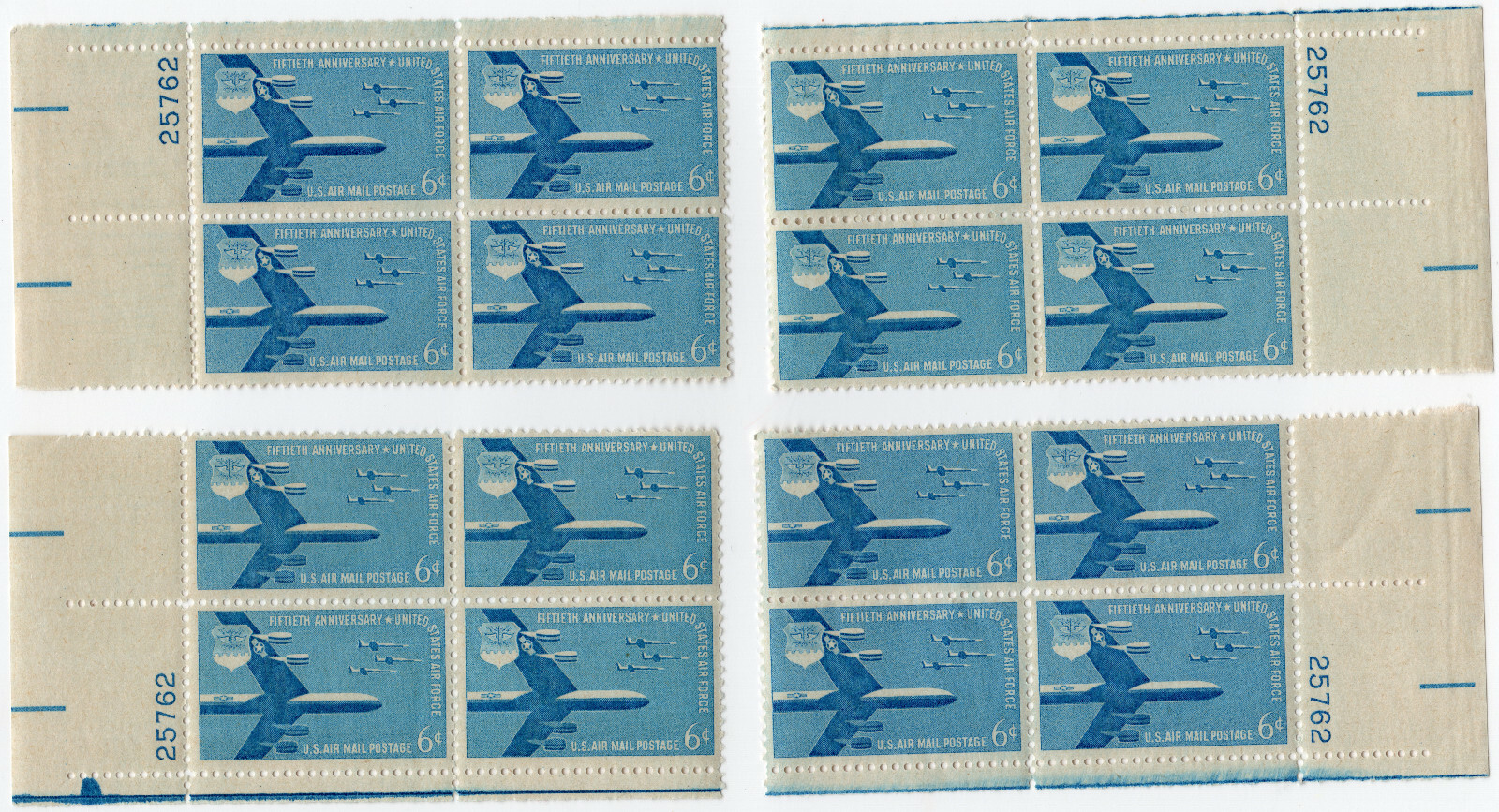 Scott #c49 Air Force Matched Set of Plate Blocks - MNH P#25762