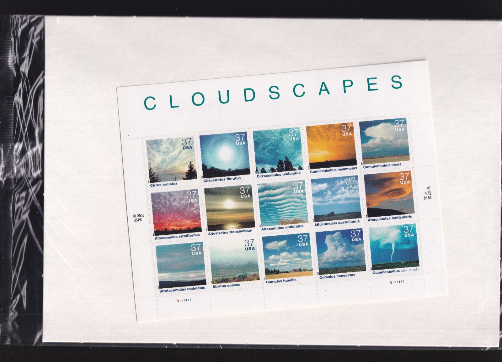 Scott #3878 Cloudscapes Sheet of 15 Stamps - Sealed White